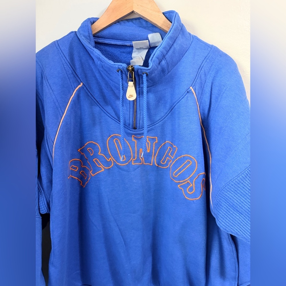 Vintage 90s Nike Denver Broncos 1/4 Zip Pullover Sweatshirt - Size Large - Picture 2 of 11